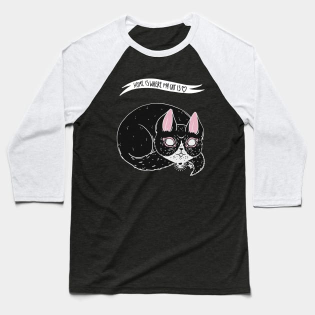 Home is where my cat is Baseball T-Shirt by lOll3